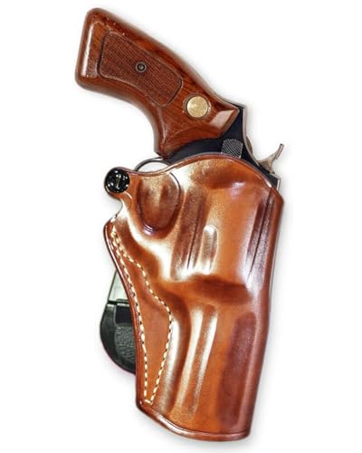 Masc Premium Leather OWB Paddle Holster with Open Top Fits, M 85 Revolver 38 Special 3-inch, Right Hand Draw, Brown Color #5442#