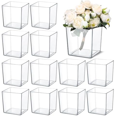 Tioncy 12 Pcs Clear Acrylic Vases Cover