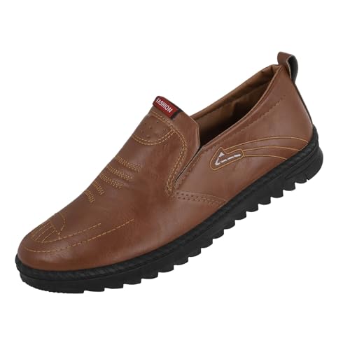 Generic - Herren Monk Schuhe Für Männer Aus Echtem Zehe Pu Leder Bequem Schnürhalbschuh Zum Reinschlüpfen Lässige Bootsschuhe Kunstleder-Loafer Toke Derby Schuhe