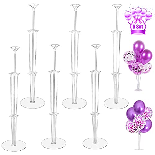 Kit de Support de Ballon,6 pcs supports de ballon,Arbre à Ballons en Plastique,Support de Ballon avec Support,Porte Ballons,pour l'obtention du diplôme, Mariage,décorations de fête(6) Cover