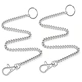 Anezus 2Pcs Chain Belt Set, Wallet Chain, Pants Chain, Pocket Chain with Keyring for Pants Belt Jeans Wallets and Keys (16
