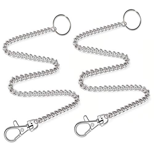 Aenezus 2Pcs Chain Belt Set, Wallet and Pants Chain with Keyring for Jeans and Keys (16” & 18”)