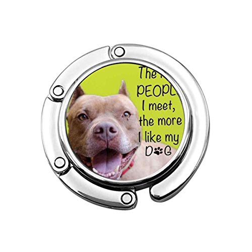 Preisvergleich Produktbild Niedlicher Faltbarer Geldbeutelhalter für Tisch, personalisierter Geldbeutelhaken für Auto Pitbull Haustier Je mehr Leute ich treffe, desto mehr mag ich Meinen Hund hellgrün