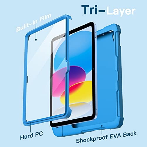 Image of JETech Kids Cover Case for iPad (A16) 11th /10th Generation (2025 /2022) with Built-in Screen Protector, Shockproof Full-Body Handle Stand Tablet Protective Cover (Blue)