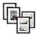 THE DISPLAY GUYS 4 Sets 11x14 Sets Matte Black Solid Pine Wood Photo Frame, Tempered Glass, Luxury Made Affordable White Core Mat Boards 8x10 Picture + Collage Mat Boards 2-5x7 Pictures