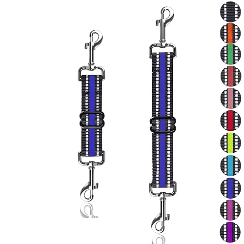 Dog Safety Clip,Harness to Collar Safety Clip,Safety Clip for Prong Collar,Adjustable Reflective Nylon Puppy Collar Backup Collar Pet Collar Harness Connector Backup Clasp for Dog (Dark Blue)