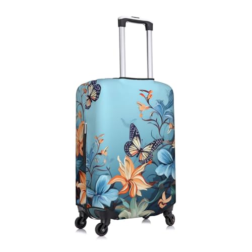 Travel Luggage Cover Blue butterfly floral Suitcase Protector Anti-Scratch Washable Baggage Covers Elastic Suitcase Cover Tsa Approved Baggage Protector Fit 18-32 Inch Luggage3