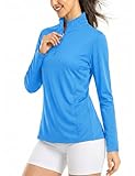 Boladeci Womens Mock Turtleneck Long Sleeve Sun Protection Cloth Blue Polo Golf 3/4...