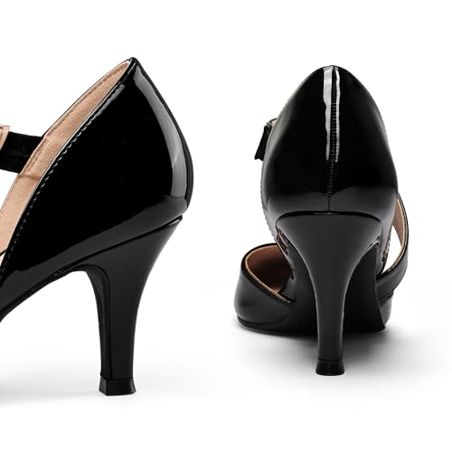 Image of mysoft Women's Pointed Toe Pumps Stiletto Heel Dress Shoes Wide Width | 3 Inch Stiletto Heel, Closed Toe, Wide Width, Elastic Strap, Comfortable, Daily, Wedding Party, Formal, Office Work Dressy