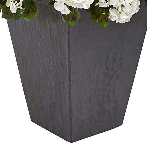 Nearly Natural Geranium Artificial Plant in Slate Planter UV Resistant (Indoor/Outdoor) by Nearly Natural - Image 3