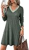 Vestido de punto de manga larga con bloques de color y escote en V para otoño de OFEEFAN para mujer 2