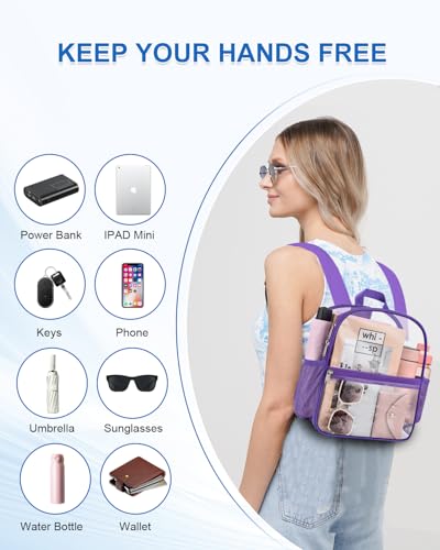 Image of Clear Backpack for Stadium Events, 12x12x6 Small Clear Plastic bag with Reinforced Straps for Game Security Festival Concert