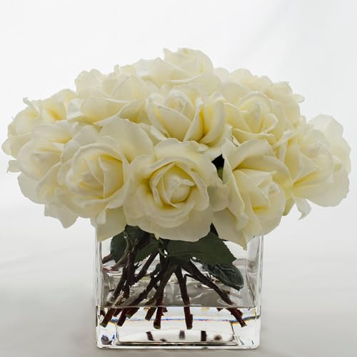 Gorgeous Large White Rose, Real - Like Artificial Centerpiece. Elegant