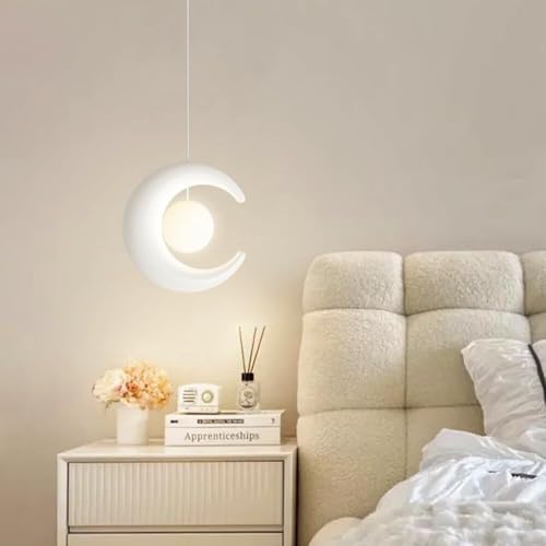 Lampe suspendue de chevet lune blanche pour libérer votre espace