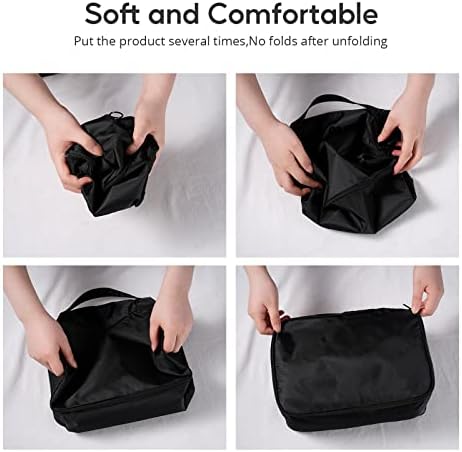 OrgaWise Packing Cubes 8 PCS Essentials Bag for Travel Waterproof Polyester Storage Suitcase cubes Luggage Travel Storage Bags with extra toothbrush case (9-pcs-Black)