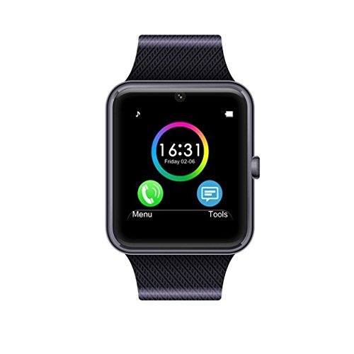 Cindy MSRM Smart Watch 1.54 Inch Support Android 4.2 or abouve and iPhone5s/6/6s/7/7s Remote Camera and Anti Lost (Black)