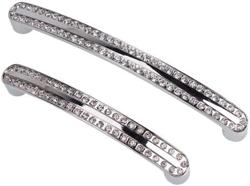 Olymstore(TM) Postmodern Europe Style Crystal Rhinestone Furniture Handle Pull Knob Cupboard Drawer Pull Handle(5.7 Inch + 4.3 Inch)