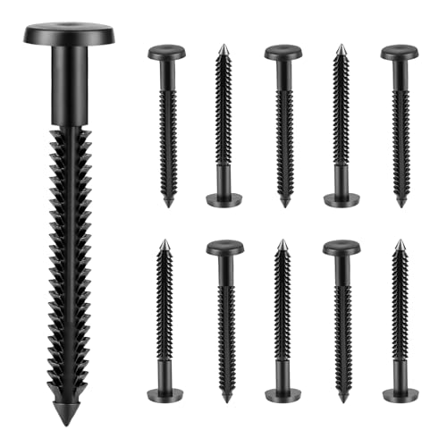 XwaYexa 50-Pack 3 Inch Vinyl Shutter Fasteners Black Window Shutter Pegs Peg Lok Pin Screws & Shutter Spikes Anchors for Exterior Wood Aluminum & Vinyl Window Shutters