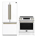 Forno Premium 2-Piece Kitchen Bundle - 30-Inch Induction Range with Built-in Air Fry Function and 30-Inch French Door Refrigerator in White - FBDL-015-10CAUS