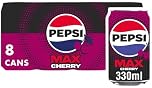 Papsi Cola Carbonated Soft Drink Cans Pack of 8 (330 ml Each) | Classic Refreshing Beverage | Perfect for Sharing & Celebrations (Pepsi Max Cherry No Sugar Cola Cans 8 x 330ml)
