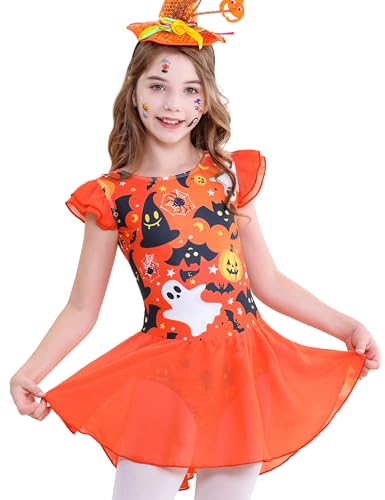 Image of DIPUG Ballet Leotards for Girls Ballet Leotard with Skirt Toddler Dance Leotards Flutter Sleeve and Criss-Cross Back