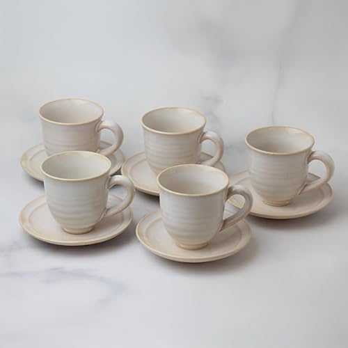 萩焼 珈琲5客セット 淡雪