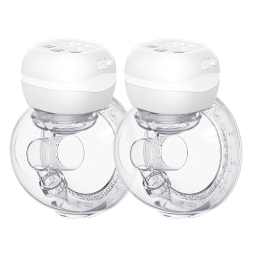 Wearable Breast Pump Hands Free Breast Pump 12 Levels 3 Modes Electric Breast Pump with 1200mAh Battery,Leak-Proof Design,Low Noise,21/24/27mm Flange Inserts,All-in-One Painless Breastfeeding,2 Pack