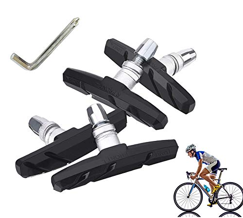 FansQ V-vormige remschoenen, volwassen remschoenen, zwart, 2 paar, 70 mm, aluminium, Inclusief zeskantsleutel