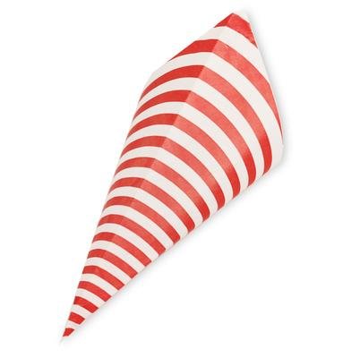 der-verpackungs-profi 1000 Spitztten Mandel Papiertten Papierbeutel (Streifen rot, 125g / 19cm Fahne)