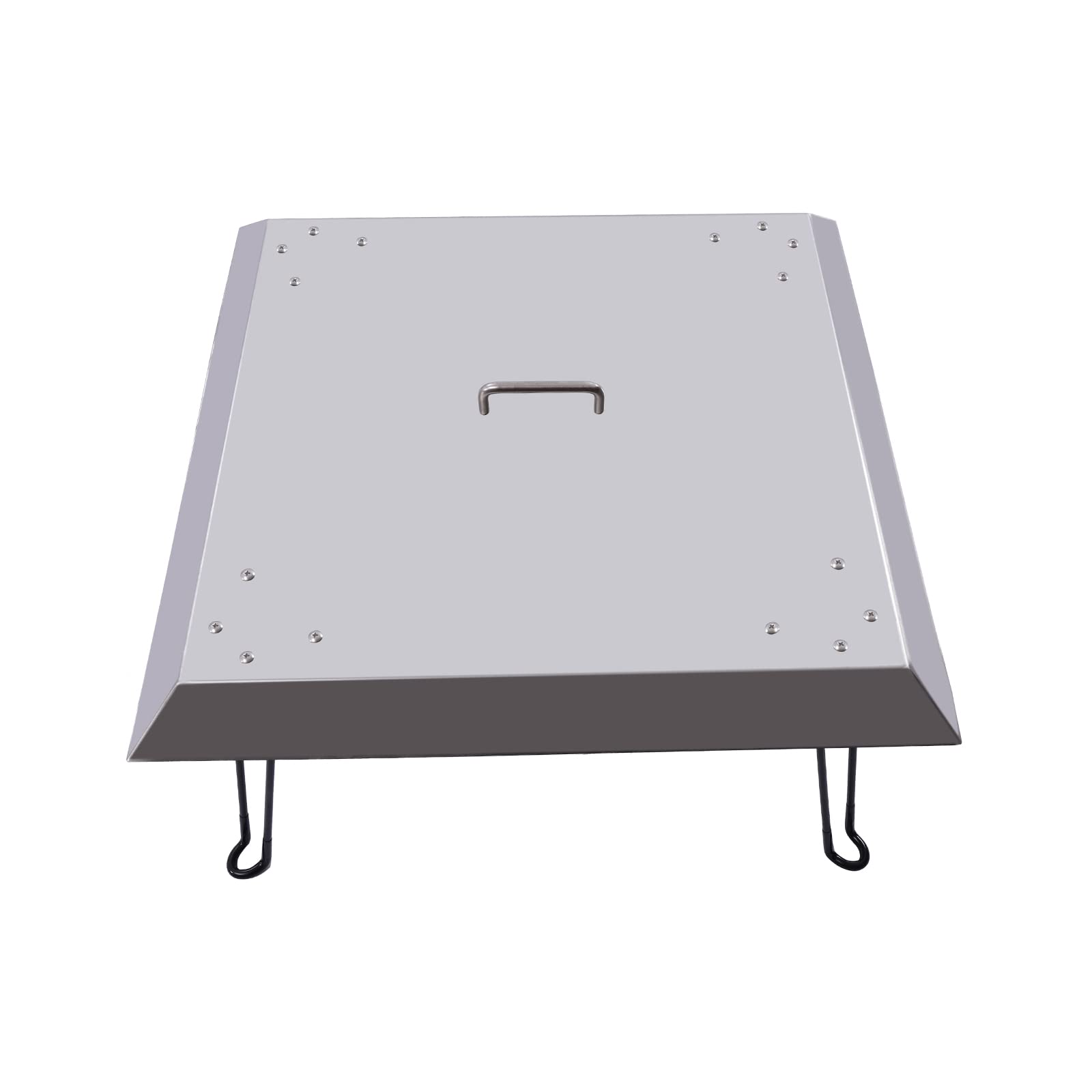 Fire Pit Heat Deflector, Quadratische Feuerstelle Hitzeabweiser mit Klappbaren Beinen, Edelstahl Feuergrube Abdeckung Feuergrube Deckel