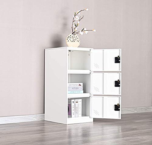 Mecolor Furniture Digital Lock Metal Locker Organizer With Padlock And Shelf Small Size For Gym (P3V, Full White) #TOP6