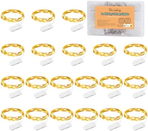20 Stück LED Lichterkette mit Batterie 10 LEDs Mini Lichterkette Draht 3.3FT Klein Lichterketten mit Batterie 1M Lichterketten Warmweiß für Innen Außen Deko
