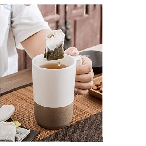Taza de café divertida de cerámica blanca estilo retro de 500 ml para desayuno y oficina 8