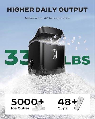 Image of Silonn Nugget Ice Maker Countertop, Pebble Ice Maker with Soft Chewable Ice, One-Click Operation Ice Machine with Self-Cleaning, 33lbs /24H for Home,Kitchen,Office