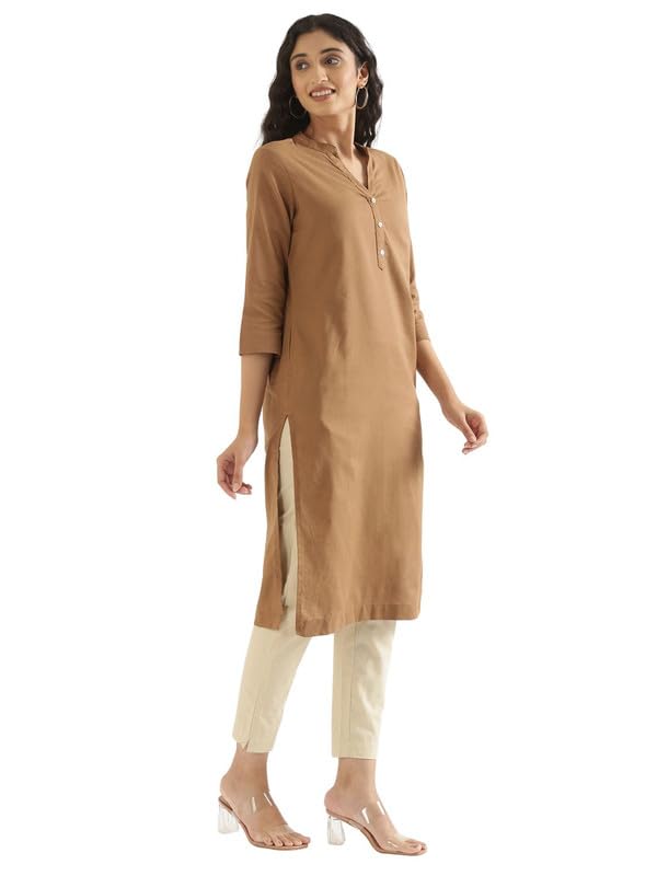 Image of SAADAA Women's Cotton Long Kurta Pant Set | Straight Fit Kurta with Trouser | Traditional Ethnic Wear for Daily & Festive Use