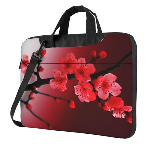 Sac bandoulière ordinateur portable homme femme fleurs cerisier rouge