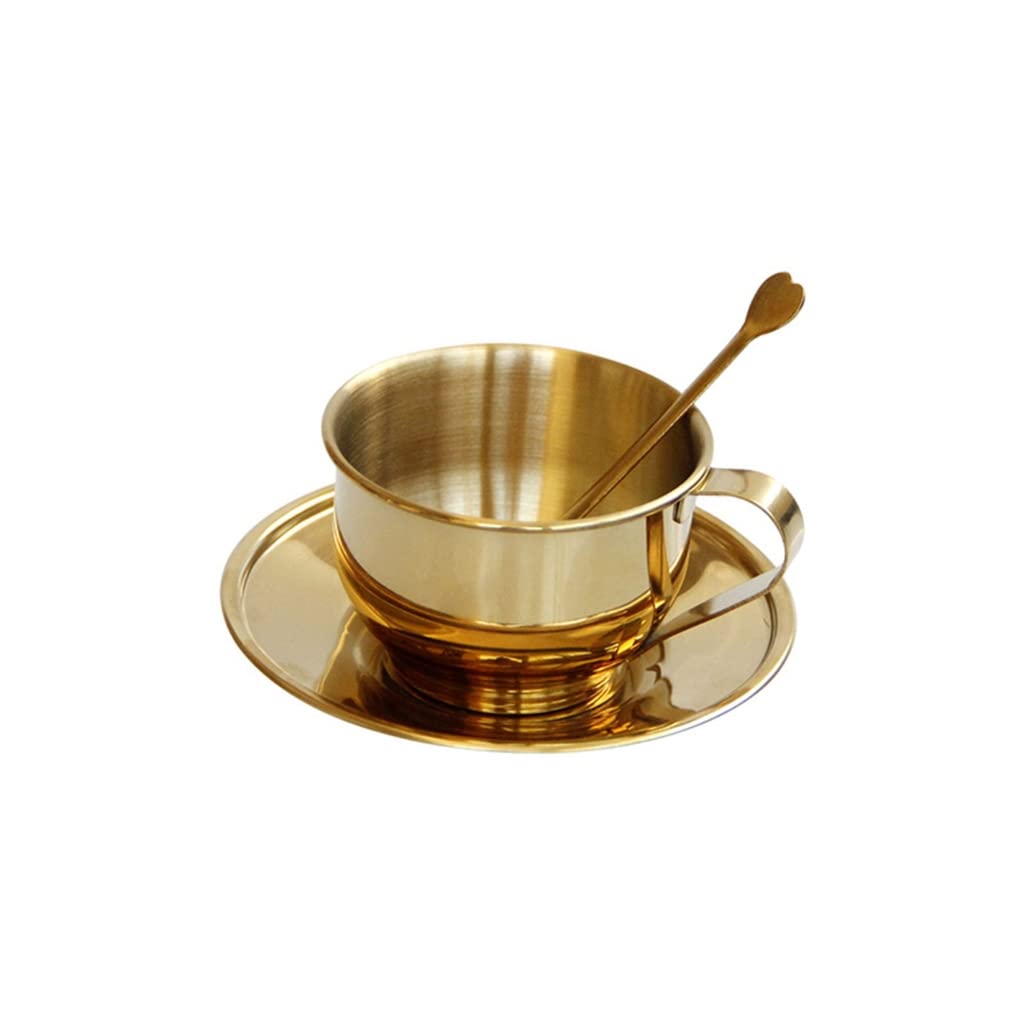Tasse à café isotherme inox anti-brûlure double paroi avec cuillère soucoupe contre café froid