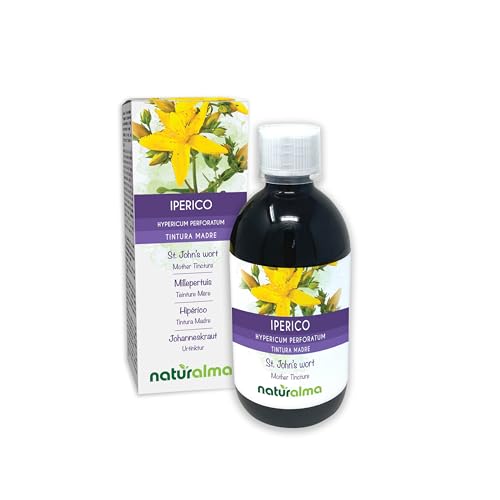 Hipérico o hierba de San Juan (Hypericum perforatum) hierba con flores Tintura Madre sin alcohol Naturalma - Extracto líquido gotas 500 ml - Complemento alimenticio - Vegano