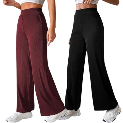 Image of GRECIILOOKS Women's Parachute Cargo Pants - High Waist Flared Korean Trousers| Trendy Casual Wear for Daily & Travel Use (Available in Plus Size)