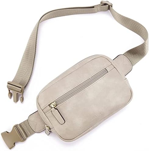 Telena Fanny Packs for Women Cross Body Leather Belt Bag Fashionable with Adjustable Strap, 2-Cloud Grey, One Size