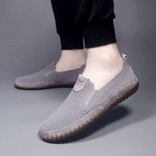 Image of Men's Genuine Leather Loafer Shoes Slip On Soft Walking Shoes Perforated Driving Shoes