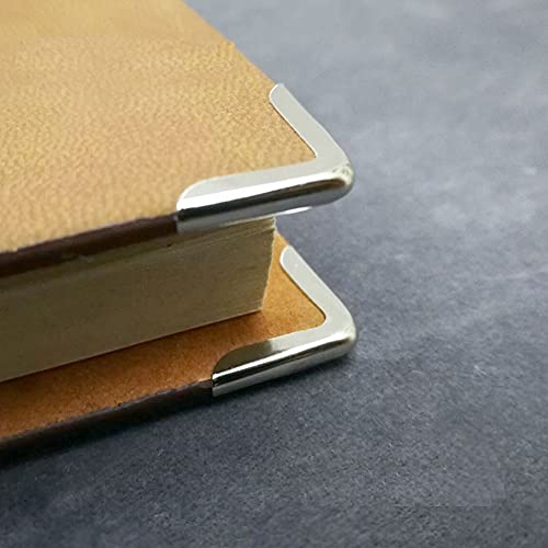 Image of 100Pcs Book Scrapbooking Album Menu Folder Protectors - Metal Corner Protector Cover for Protecting Book and Scrapbooking Corners, Silver