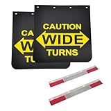 ZANURA 24"x24" Black Polymer Mud Flaps with Warning Sign and 24"x3" Mud Flap Reflector Reflective Tape Fit for Semi Trucks Trailers, 2 Pack