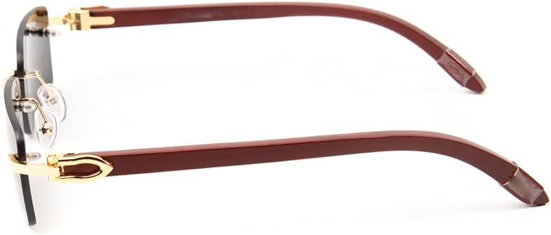 Dark Black Rimless Gold Frame Vintage Designer Buffs Sun Glasses Y2K Trendy Cool Hip Hop Rectangular Sunglasses For Men Women Square Retro 90s Old School Frameless Shades - Image 6