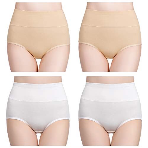 Image of wirarpa Women's Cotton Underwear High Waist Full Coverage Brief Panty Multipack