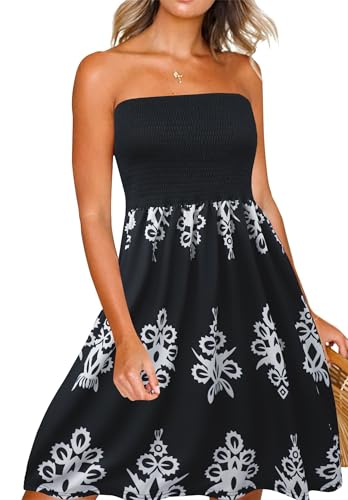Image of Zyyfly Womens Summer Beach Dresses Strapless Cover Ups Dress Tube Top Sundresses