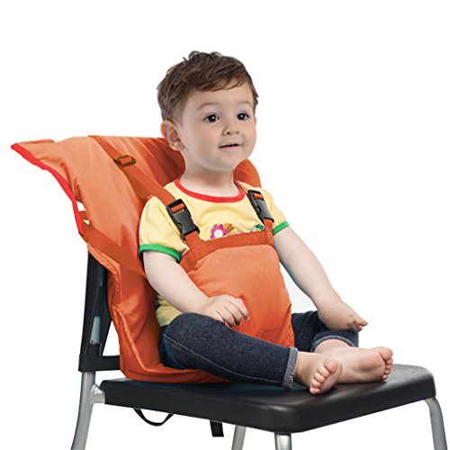 Trona de Viaje para Bebé Silla alta Bebe Portatil Arnés de Seguridad Infantil Saco Correa,Naranja