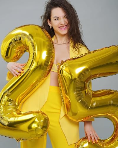 Image of Gold Number 80 Balloon 40 inch, 80 Number Balloons, 80th Gold Birthday Decorations, 80 Year Old Women Men Golden Party Supplies