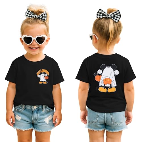Toddler Halloween Shirts Girls Boys Pumpink Mouse Graphic Tshirt Ghost Spooky Season Tee Shirt Baby Short Sleeve Tops