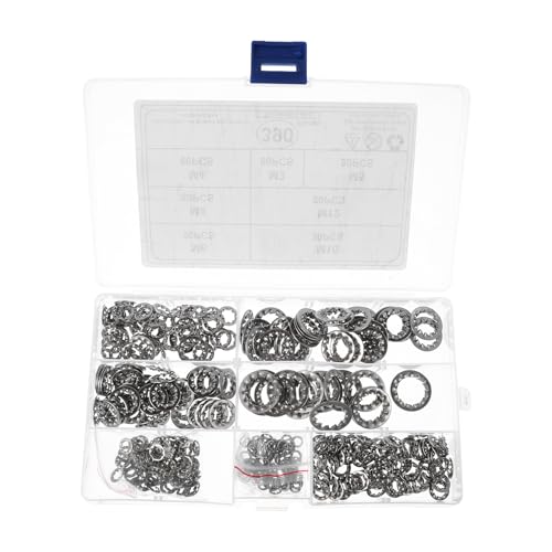 Rondelles inoxydables 390 pièces en coffret assorti avec blocage interne